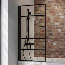 Schulte Pare-baignoire, 70x130 Cm, Paroi De Baignoire Réversible, Écran Pliant, Rabattable, Volet Pivotant, Verre 5 Mm, Verrière Atelier, Noir - 