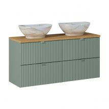 Meuble Double Vasque 120cm 4 Tiroirs Jade Vert Et Bois - Bricoman