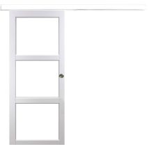 Porte Coulissante Kenya Blanc Vitrage Transparent H204 X L83 Cm, Rail Alu Bandeau Blanc, Coquilles Gd Menuiseries - Tecnomat