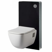 Pack Wc Suspendu Mural En Verre Noir Et Cuvette Carénée Design Sans Bride Aqua - Bricoman