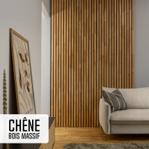 Lot De 2 Panneau Tasseau Acoustique En Bois - Chêne Naturel - 2400x600mm - Lattes 40mm, Support En Feutre Noir - Tecnomat