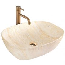 Vasque À Poser Rea Freja Travertine Oval Beige Matt 51x39,5x14cm - Bricoman