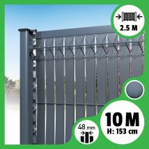 Kit 10m Occultation Lattes Aluminium Pour Panneau Rigide Maille 55 - H 1m53 X 2m50 Gris Anthracite - Tecnomat