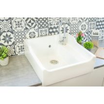 Evier Céramique Timbre D'Office 1 Bac Vintage Blanc 60cm - Bricoman