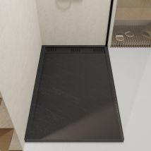 Receveur En Acrylique Gris Effet Pierre 90x140x5 Cm + Grilles Linéaires Chrome Et Noire - Tecnomat