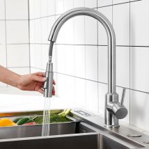 Mitigeur De Cuisine Avec Douchette Extractible - Rotatif À 360 ° En Acier Inoxydable Brossé Mitigeur Cuisine D'Évier - 2 Modes De Sortie D'Eau - 