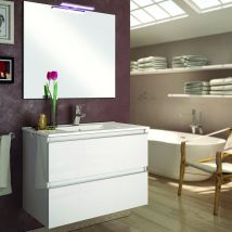 Meuble De Salle De Bain 70cm Simple Vasque - 2 Tiroirs - Balea - Blanc - Bricoman