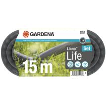 Gardena Kit Tuyau Liano life 15m. Kit Complet. Tuyau D'Arrosage Léger. 13 Mm. Pression De Rupture 22 Bar. Tuyau Textile. (18445-20) - Bricoman