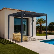 Pergola Bioclimatique Autoportée Piana 3x2m Aluminium Gris - Lames Orientables - Bricoman