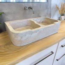 Evier Clovis Travertin Beige Adoucie - 90 X 45 X H18 Cm - Bricoman
