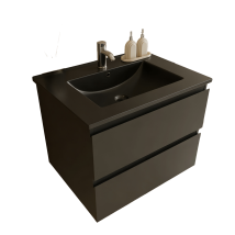 Lomazoo Meuble De Salle De Bain Marenza Noir Mat 60cm - Lavabo Noir - Bricoman