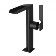 Cezio Xl Robinet Mitigeur Haut Avec Bec Cascade Ouvert Chrome Noir Mat - Bricoman