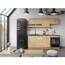 Cuisine Complète - Avec Plan De Travail 200 Cm - Naturel Et Anthracite - Carmeo - Tecnomat