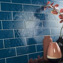 Carrelage Mural Décoratif Brillant. Volga Blue 7,5x22cm - Bricoman