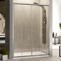 Paroi De Douche 2 Verres Fixes + 2 Portes Coulissantes Bella 155 Cm Sans Paroi Latérale - Tecnomat