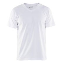 T-shirt Col V-blanc-s - Bricoman