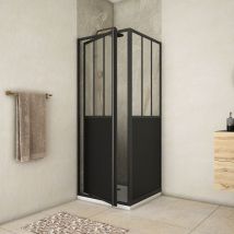 Pack Porte De Douche Pivotante Et Retour 'type Atelier' - Noir Mat - 80x80x200 Cm - Bricoman