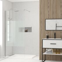 Paroi De Douche Dépolie 100x200cm + Barre De Fixation Extensible - Verre 8mm - Finition Chrome - Bricoman