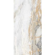 Carrelage Sol / Mur Effet Marbre Blanc China Gold L.60 X L.120 Cm Brilliant Limcaro - Bricoman