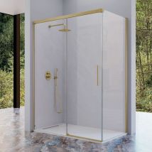 Paroi De Douche Fixe Avec Porte Coulissante + Paroi Latérale Urban Or Brossé 109-112 Cm Paroi Latérale : 76 - 79 Cm - Tecnomat