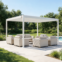 Pergola Bioclimatique Autoportante Blanc En Aluminium 12 M² - Bricoman