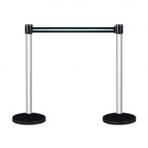 Kit 2 Poteaux À Sangles Guide File Alu Sur Socle Lesté 10kg Noir/argent 3m X 50mm -2019910 - Bricoman