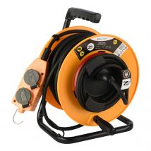 Electraline 208670 Pro-line Enrouleur Electrique Professional, 3g2,5mm, 25 Mt, Avec Bloc 4 Prises Mobile, Platin Fixe, Jaune/noir - Bricoman