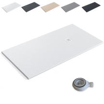 Receveur De Douche En Résine Extra-plat Antidérapant | Valve Et Grille Blanche | Blanc | 90cm X 110cm - Bricoman