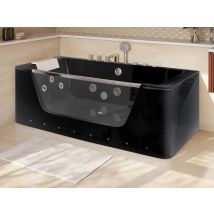 Baignoire Balnéo Vitrée Semi-îlot À Leds Dyona - 1 Place - 260l - 170*85*58cm - Noir Brillant - Bricoman