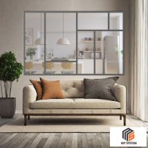 Verriere Art Deco 7 - L X H : 190 X 125 Cm - Laqué Gris 7016 Granité - Vitrages Inclus - Bricoman
