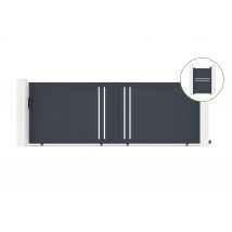 Portail Coulissant 4m Giona H.140cm Alu Gris + Portillon 1m Cimone H.140cm Alu - Bricoman