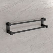 Bernstein - Porte-serviette Mural 2 Barres Carré Noir Mat 64x11cm (lxp) Design Acier Inox - Série Ola - Bricoman