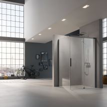 Paroi De Douche Fixe Largeur 80cm Hauteur 200 Cm Profilé Noir Soft Verre Clair Clean - Bricoman