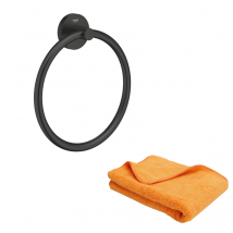Anneau Porte Serviettes Grohe Start Noir Mat + Microfibre - Bricoman