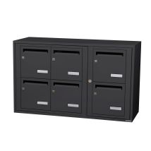Bloc Collectif Leabox.com, 3x2, Grade 3, Simple Face, Intérieur, Fixation Murale, Gris Anthracite Ral 7016 Finition Brillante - Bricoman