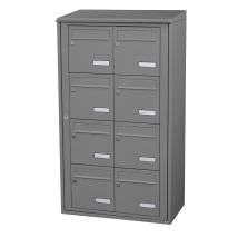 Bloc Collectif Leabox.com, 2x4, Grade 3, Simple Face, Extérieur, Fixation Murale, Gris Poussière Ral 7037 Finition Brillante - Bricoman