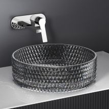 Emke Vasque À Poser En Verre Rond 36 X 36 X 11,2 Cm - Noir - Bricoman