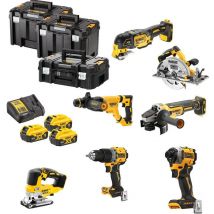 Kit 7 Outils Xr 18v - Dewalt - Avec 3 Batteries 18v 5,0 Ah - Chargeur - 3 T-stack - Dck706p3t-qw - Bricoman