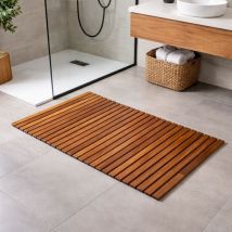 Tapis De Bain Souple En Bois D'Iroko 100x300x2,3 Cm (longueur X Largeur X Épaisseur) - Bricoman