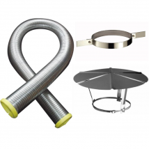 Kit Tubage Flexible Double Peau Inox Diamètre 150 + Collier De Fixation Haute + Chapeau Poujoulat Longueur Du Conduit 6 Mètres - Bricoman