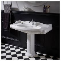 Lavabo Colonne Rétro 100 Cm En Céramique Blanc - Bricoman