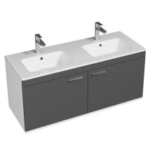 Rubite Meuble Double Vasque Encastrée L. 120 Cm 2 Portes Gris Anthracite Salle De Bain - Tecnomat