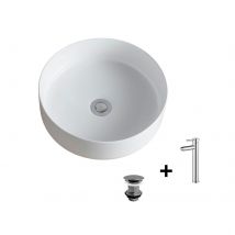 Vasque À Poser Ronde 36x36cm Diego + Robinet + Bonde - Bricoman