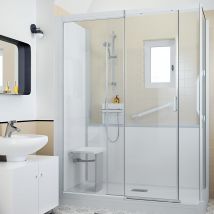 Cabine De Douche Kinedo Kinemagic Design 120x80 Angle Basse Coulissante Transparent Mitigeur Thermostatique - Bricoman