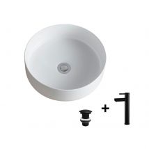 Vasque À Poser Ronde 36x36cm Diego + Robinet + Bonde - Bricoman