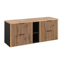 Meuble Sous-vasque 140cm 2 Niches Gaia Bois Et Noir - Bricoman