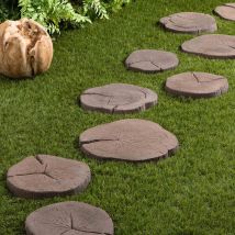 Pas Japonais Rectangle Béton Effet Bois Marron D.40x4,5 Cm (lot De 3) - Ro'ma Nature - Bricoman