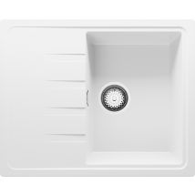 Evier Cuisine En Granit Blanc 62x50cm, Lavabo 1 Bac + Kit De Vidage, Évier À Encastrer Au Meuble 40cm - Milan Primagran - Bricoman