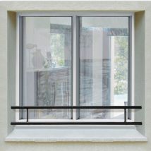 Barre D’appui 2 Lisses Pour Fenêtre 155 Cm (cote Tableau) – Acier Rond D40 Mm – Prépeinte Noir – Fixation Par Scellement - Bricoman