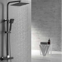 Auralum Max Colonne Douche Thermostatique Noir Ensemble De Douche Mitigeur Thermostatique 9,7 Pouces Spray Supérieur Ultra-mince Pour Salle De Bain -
